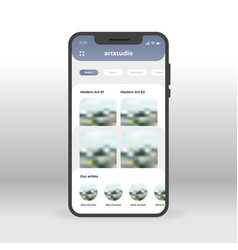 art studio ui ux gui screen for mobile apps vector image