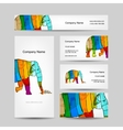 Funny striped elephant Business card for your vector image