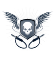 Badge with skull emblem and wires vector image