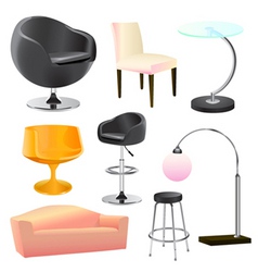 Furniture objects vector image