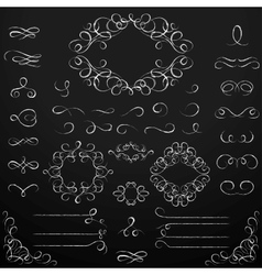 Chalkboard set of calligraphic design elements vector image