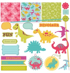 Scrapbook Design Elements - Baby Dinosaur Set vector image
