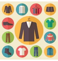 Man clothing icons set Man clothing icons set vector image