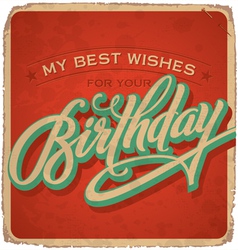 Hand-lettered vintage birthday card vector image