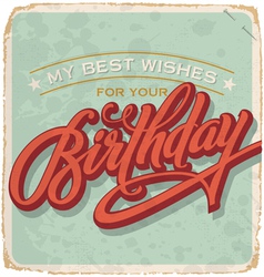 Hand-lettered vintage birthday card vector image