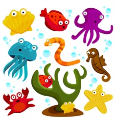 Sea creatures vector image