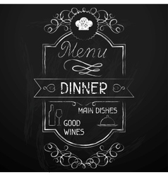 Dinner on the restaurant menu chalkboard vector image
