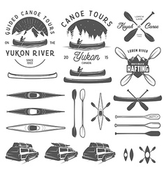 Set of kayak and canoe design elements vector image