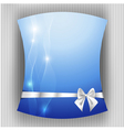 White ribbon and bow on blue background vector image