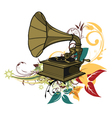 Gramophone with floral vector image