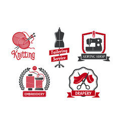 Icons for dressmaker knitting atelier salon vector image