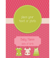 Baby arrival card with photo frame vector image