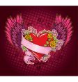 Heart ribbon wings vector image