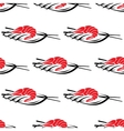 Red grilled prawn on a plate with chopsticks vector image