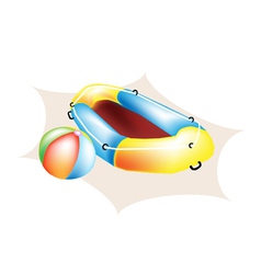 Beach Ball and Inflatable Boat vector image