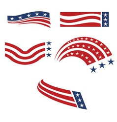 Set of usa flags vector image