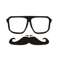 Men face with mustache and black hipster glasses vector image
