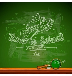 Back to school chalk-writing on blackboard vector image