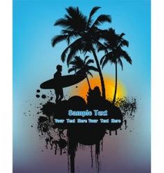 Surfer on sunset vector image