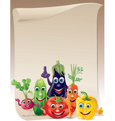 Funny vegetables company scroll vector image