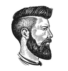 Hand drawn portrait of man in profile hipster vector image
