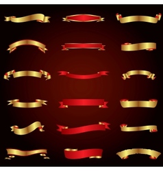 Gold and red ribbons set Gold and red ribbons set vector image
