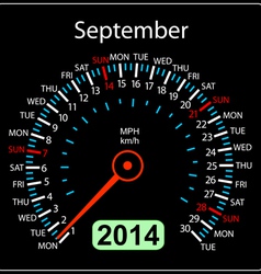 2014 year calendar speedometer car in September vector image