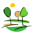 Trees and sun landscape vector image
