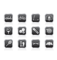 Sports equipment and objects icons vector image