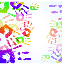 Colorful hand prints background vector image