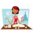 Christmas woman baking cookies vector image