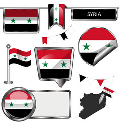 Glossy icons with flag of syria Glossy icons with flag of syria vector image