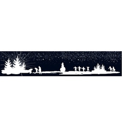 Kids playing winter games banner vector image