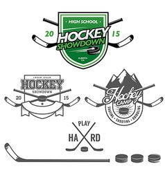 Ice hockey labels badges and design elements vector image