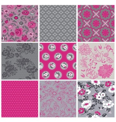 Seamless Vintage Flower Background Set vector image