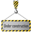 Construction plate with crane hook and chain vector image