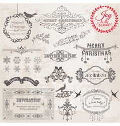 Set Christmas Calligraphic Design Elements vector image