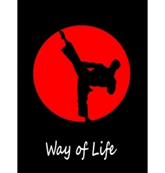 Silhouette of a karateka doing standing side kick Silhouette of a karateka doing standing side kick vector image