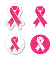 Set of pink ribbons symbols for breast canc vector image
