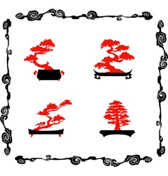 Collection of chinensi bonsai silhouettes vector image