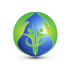 Hands and people protect the world logo vector image