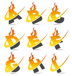 Swoosh Flame Alphabet Logo Set 1 vector image