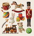 Set of colorful vintage christmas toys for kids vector image