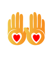 Hands and hearts logo vector image