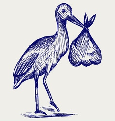 Stork and baby vector image