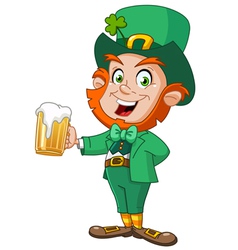 Leprechaun with beer vector image