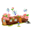 Flies and a wood house vector image