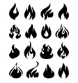 Fire flames set icons vector image
