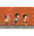 Kids running near wall vector image