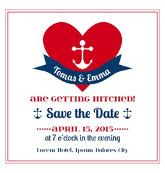 Wedding Vintage Invitation Card Anchor with Heart vector image
